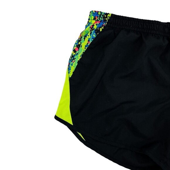 Nike Dri-Fit Neon Abstract Athletic Running Workout Tempo Shorts Black Lime - Picture 3 of 6